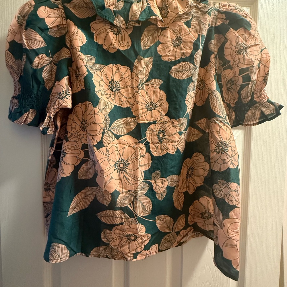 Vineyard Vines Green and Pink Floral Blouse - Picture 4 of 6